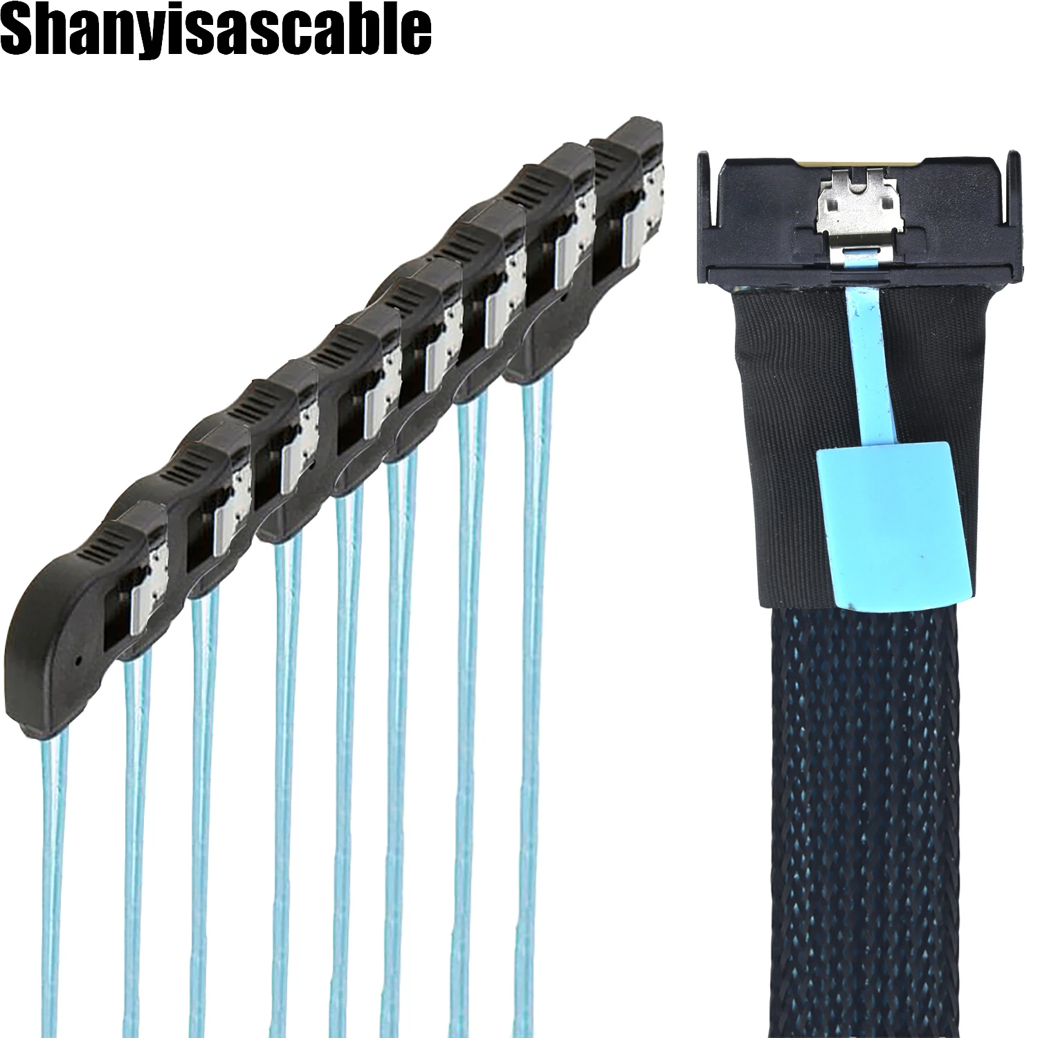 0.8M MCIO 74P 8X 8I SAS SFF-8654 8i PCI-E Ultraport Slimline 5.0 to 8X SATA 7P right angle female Cable