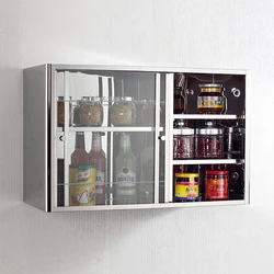 Popular stainless steel wall mounted kitchen  glass door cabinet 5