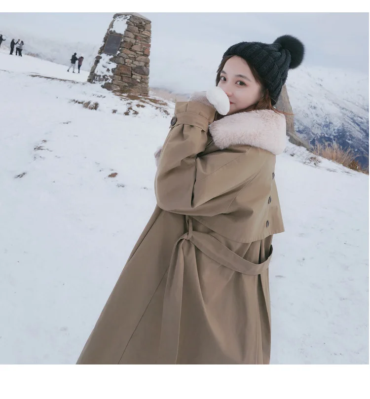 2021 Women Winter Warm Coat Long Sleeve Furry Collar Cotton Thick Coat Casaco Feminino Oversized Parkas Women Coat goose down coat