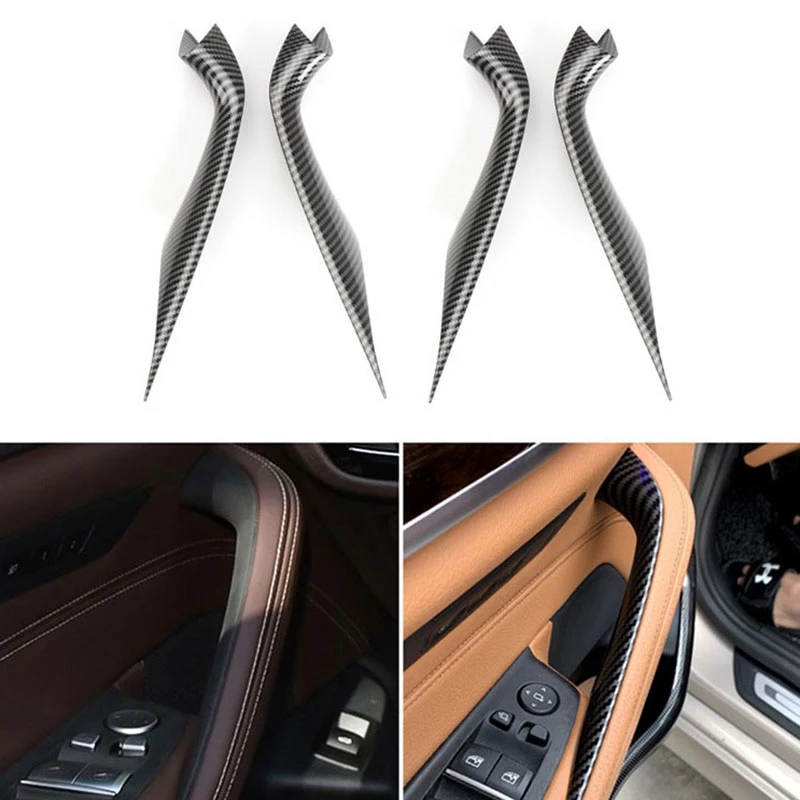 4Pcs Car Inner Door Panel Cover Interni Door Pull Handle Cover Trim For-Bmw 5 Serie G38 G30 2018 2019 2020