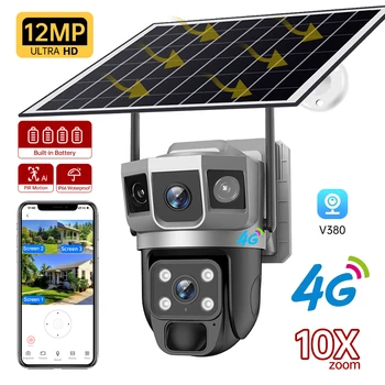 12MP Solar Camera 4G Sim Card Dual Lens Three Screen Cameras 1