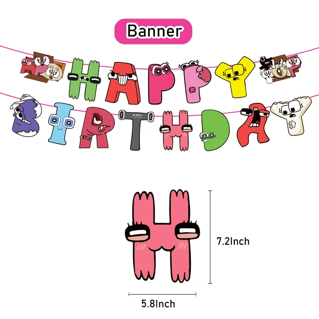 Alphabet Lore Party Decoration Birthday Supplies Banner Cake