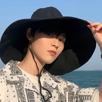 Japan and South Korea Big Brim Hat Women's Spring and Summer Foldable Travel Sun Hat Sun Hat Solid Color Casual Fisherman Hat 6