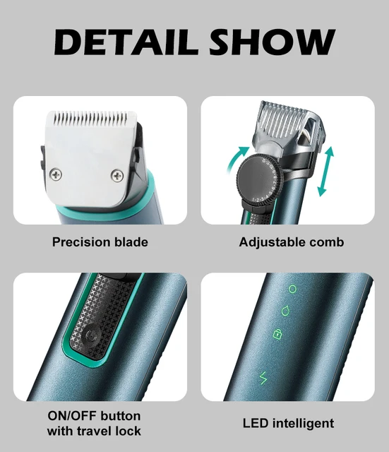 VGR Hair Trimmer Professional Hair Clipper IPX5 Waterproof Haircuts Machine Travel Lock 0mm Cutting Barber Trimmer for Men V-973