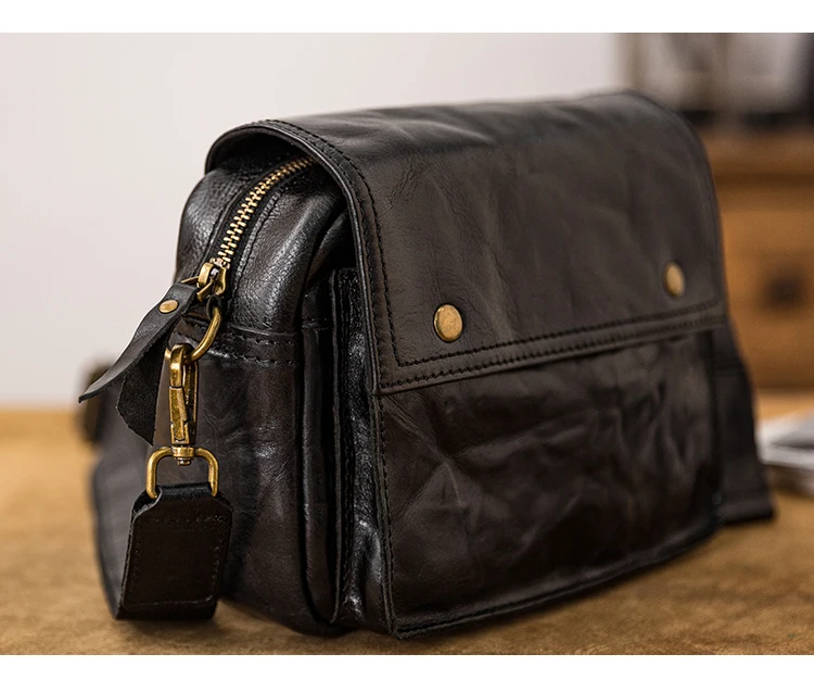 Modische, lässige Herren-Umhängetasche aus echtem Rindsleder, schwarz, für Outdoor-Partys, Designer-Luxus, echtes Leder, Crossbody-Tasche für Teenager – Detail 10