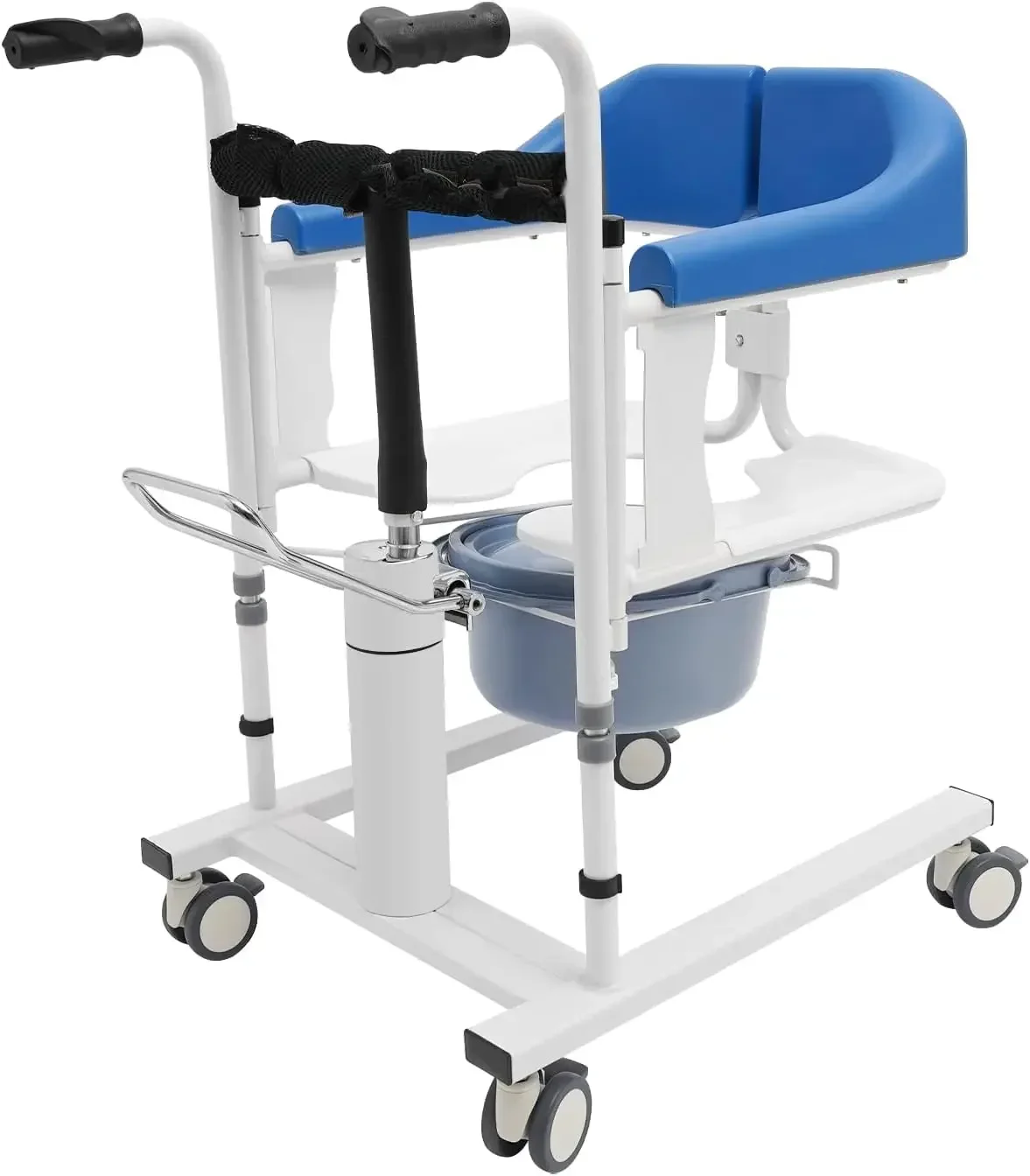 198 Pfund hydraulischer Patientenlift-Transferstuhl180 ° Geteilter Sitz, Transferstuhl mit Kissen, hydraulisches Hebe-Pflegeauto für ältere Menschen – Detail 5