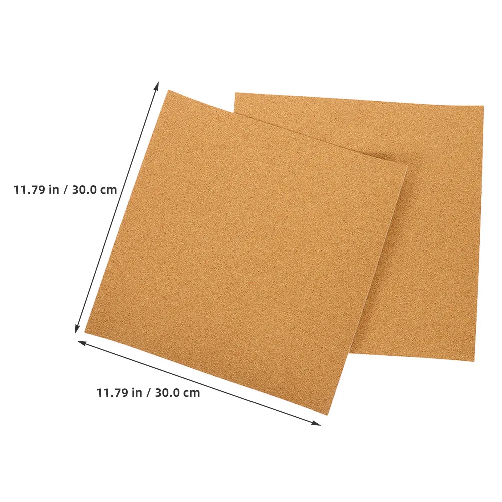 5Pcs 300x300x2mm 접착성 코르크 타일 소음 감소 열 절연 게시판 사무실 홈용 벽걸이형 코르크보드