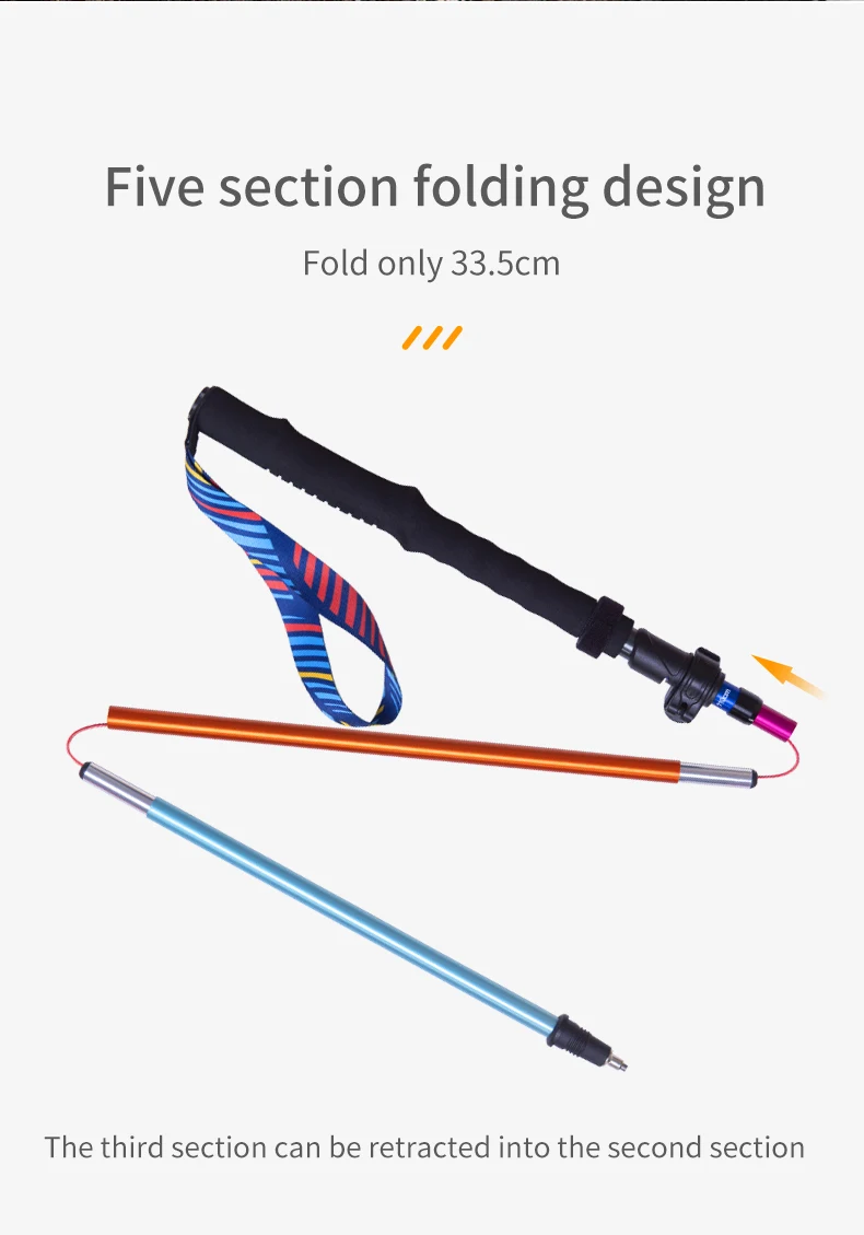Description Picture 3 of itemAONIJIE E4208 Rainbow Color Unisex Outdoor Hiking Pole Telescopic Adjustable Aluminum Alloy Pole Running Hiking Walking Stick