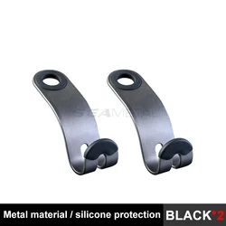 Premium Car Seat Back Organizer Hooks - Alloy Headrest Hangers for Storage and Organization (Black 2pcs)