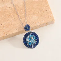 GEM'S BALLET Topaz Jewelry London Blue Topaz Statement Pendant Necklace in 925 Sterling Silver Handmade Double Circle Necklace - Image 5