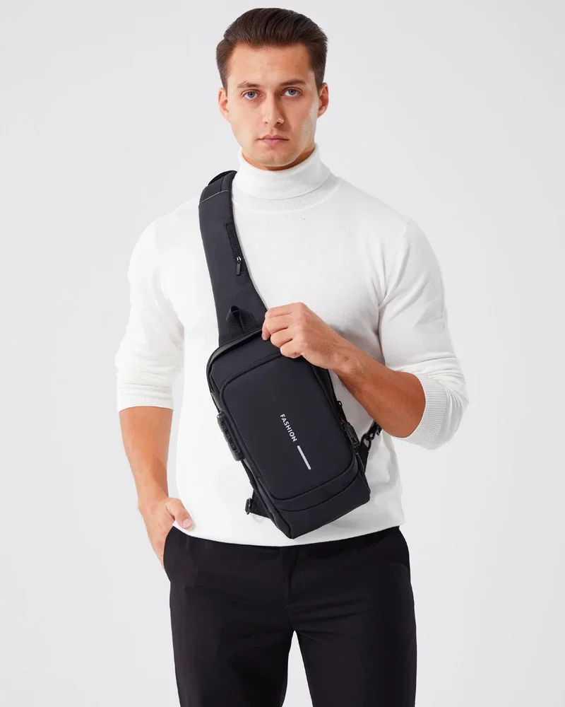 2025 große Kapazität Marke Taille Packs Tasche Männer Umhängetasche PU Leder Anti-Diebstahl Schulter Tasche Multifunktionale Unisex Brust Tasche – Detail 20