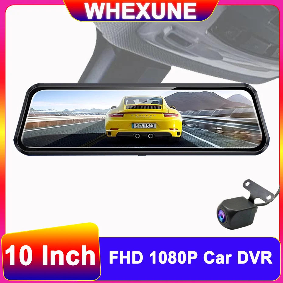 Whexune Car Dvr Wifi 2K Specchietto Retrovisore Videoregistratore 3 In 1 Fhd Video 10 Pollici Dash Cam Obiettivo Sony Con Specchietto Retrovisore