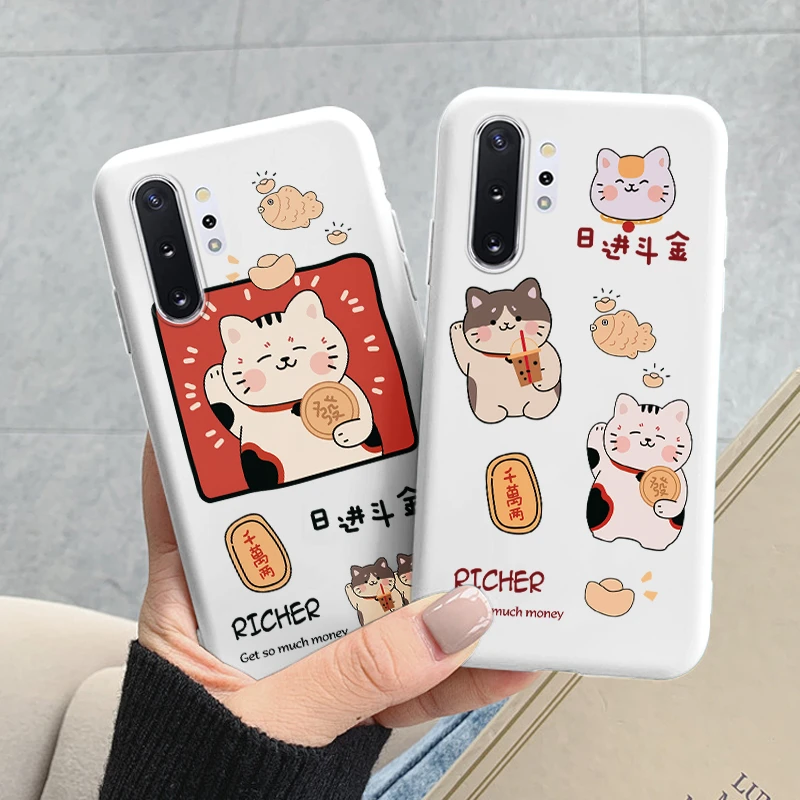 Charming Cartoons Heart Cat Soft TPU Shockproof Phone Case for Samsung Galaxy Note 10 Series