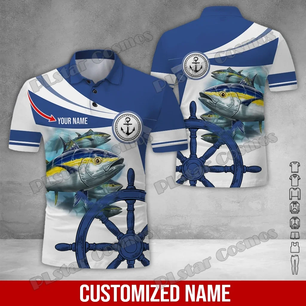 

Мужская рубашка-поло PLstar Cosmos, Повседневная рубашка с коротким рукавом и 3D-принтом, с персонализированным именем, для рыбалки тунца, PLP13