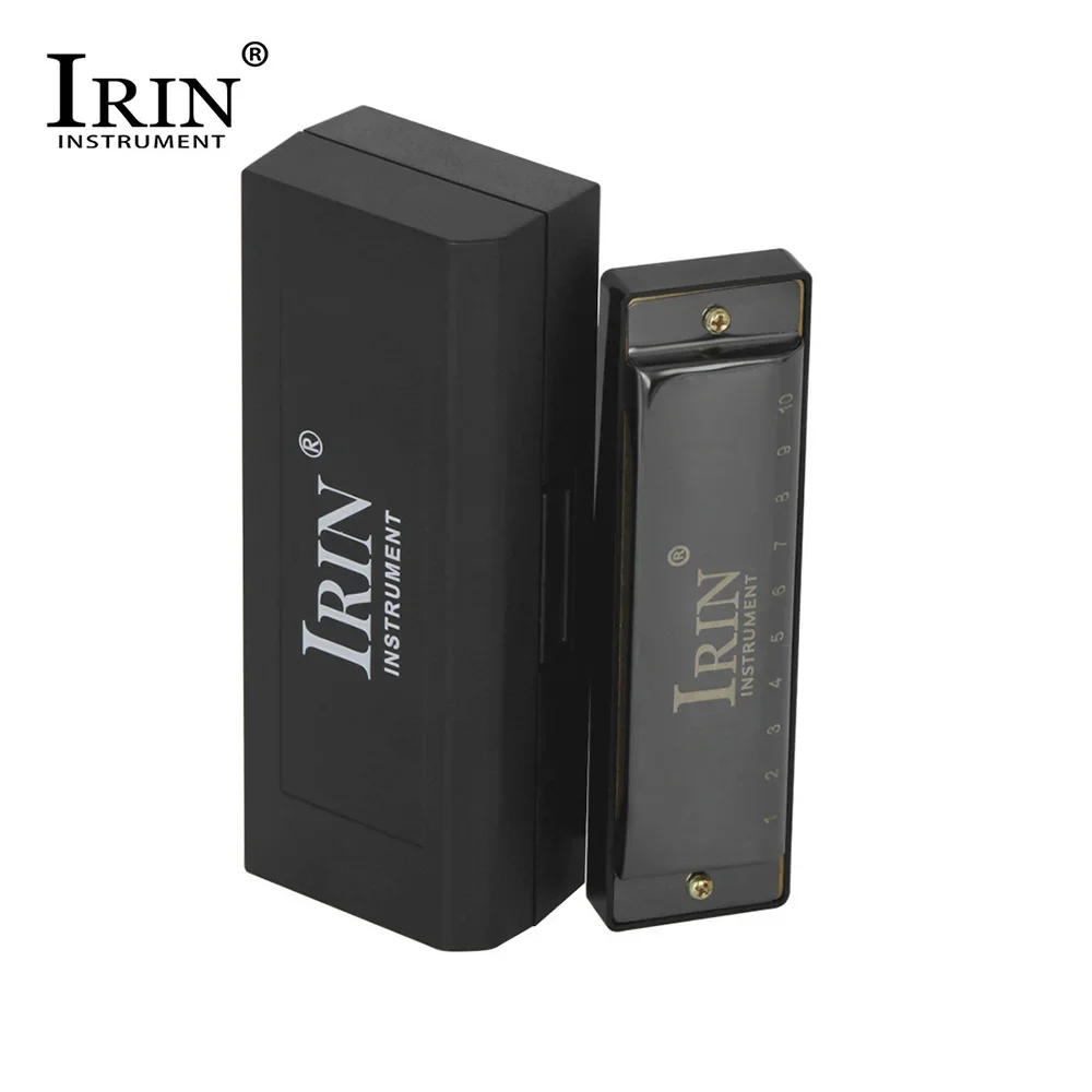 IRIN 10 Hole 20 Tone Black Nickel Plated Harmonica Woodwind Instrument With Case Music Gift Toy Jazz Melodica