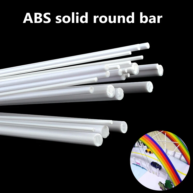 ABS Solid Round Bar 5~20PCS Diameter 1/1.5/2/3/4/5/6/8/10mm DIY Handmade Sand Table Material Model Building Plastic Solid Round