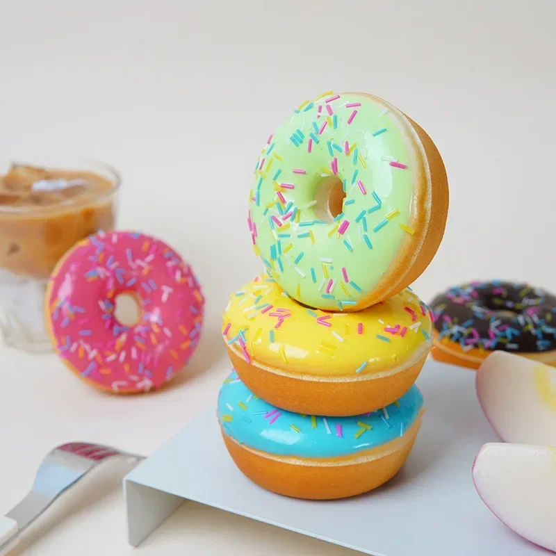 Food Model Food Photography Props Kitchen Food Toys Donut Photography Props 6pc Artificial Donuts Model Imulation Donut Fake Cake Bread Model PU Donut Dessert Baking Shop Display Photography Props Dessert