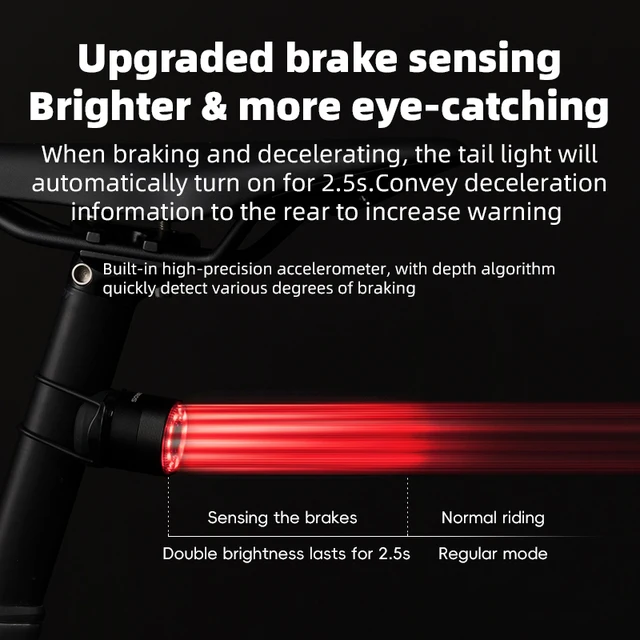 ROCKBROS Smart LED Bike Taillight – Type-C Rechargeable with Auto Brake Sensor 2