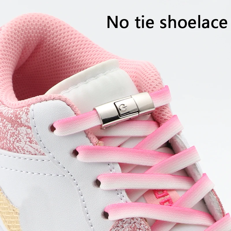 

Gradient Elastic Laces Sneakers Shoelaces Without Ties Press Locks Men Women's Sports Shoes Lastic Casual Shoestring Fastening