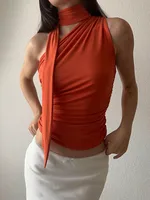 Halter dos nu sexy pour femmes, haut court en fibre vintage, vêtements de club féminins Y2K, vêtements décontractés, été 2024 1