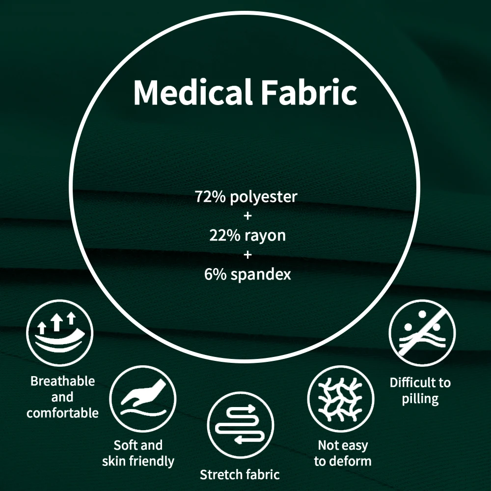 V-Neck Scrubs Top Straight Pants Uniforms Set Medical Nurse Uniforms Hospital Dentist Overalls Pharmacy Work Clothes Pocket Suit
