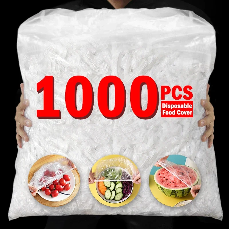 100/1000pcs Disposable food cover Disposable Food Cover Saran Wrap Bowel Cover Food Grade Fresh-keeping Plastic Bag Kitchen Storage Accessories