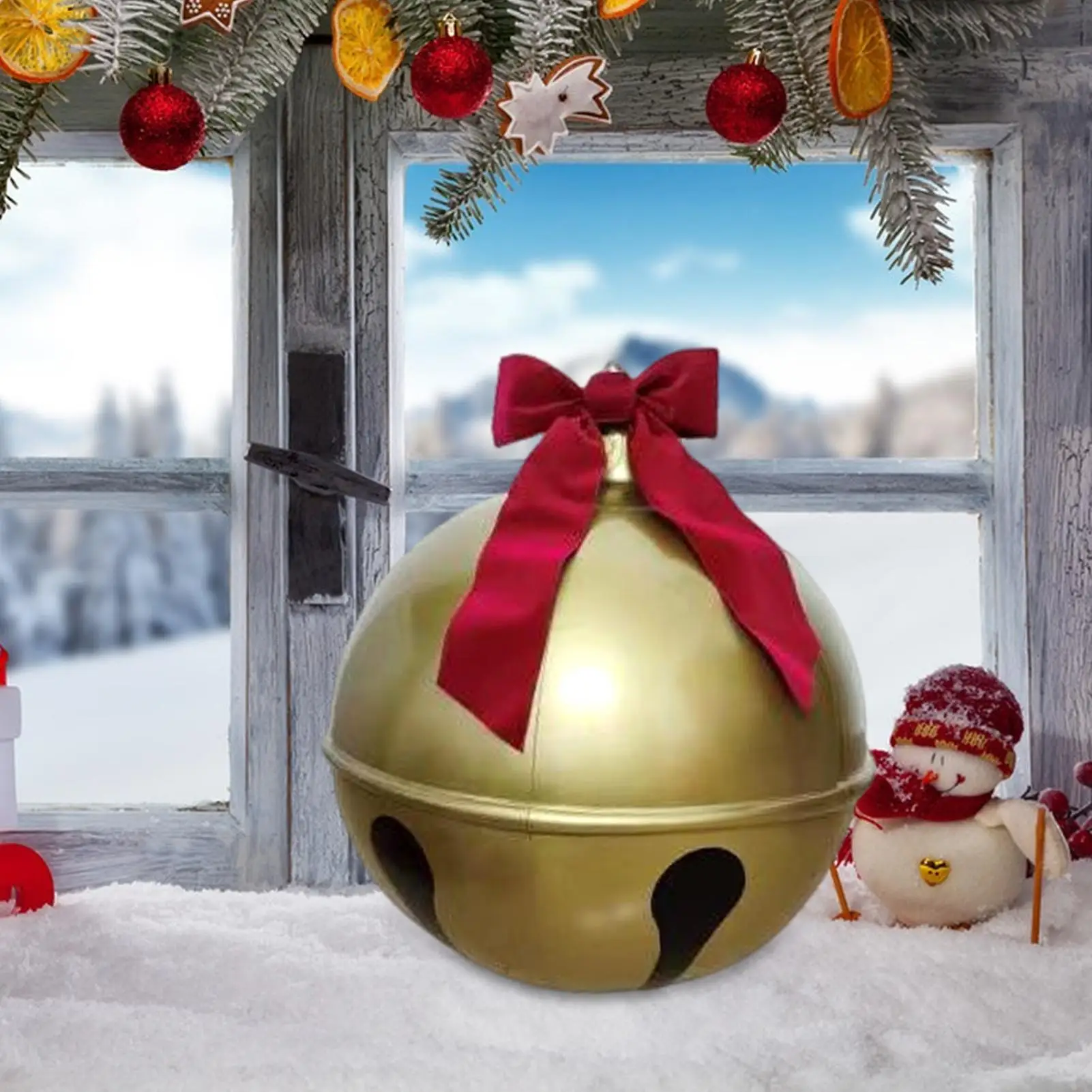 1PCS Inflatable Christmas Ball, 45/60cm gold Large Bell Shape Hanging Ornament For Outdoor, Yard, Garden, Holiday Decorations