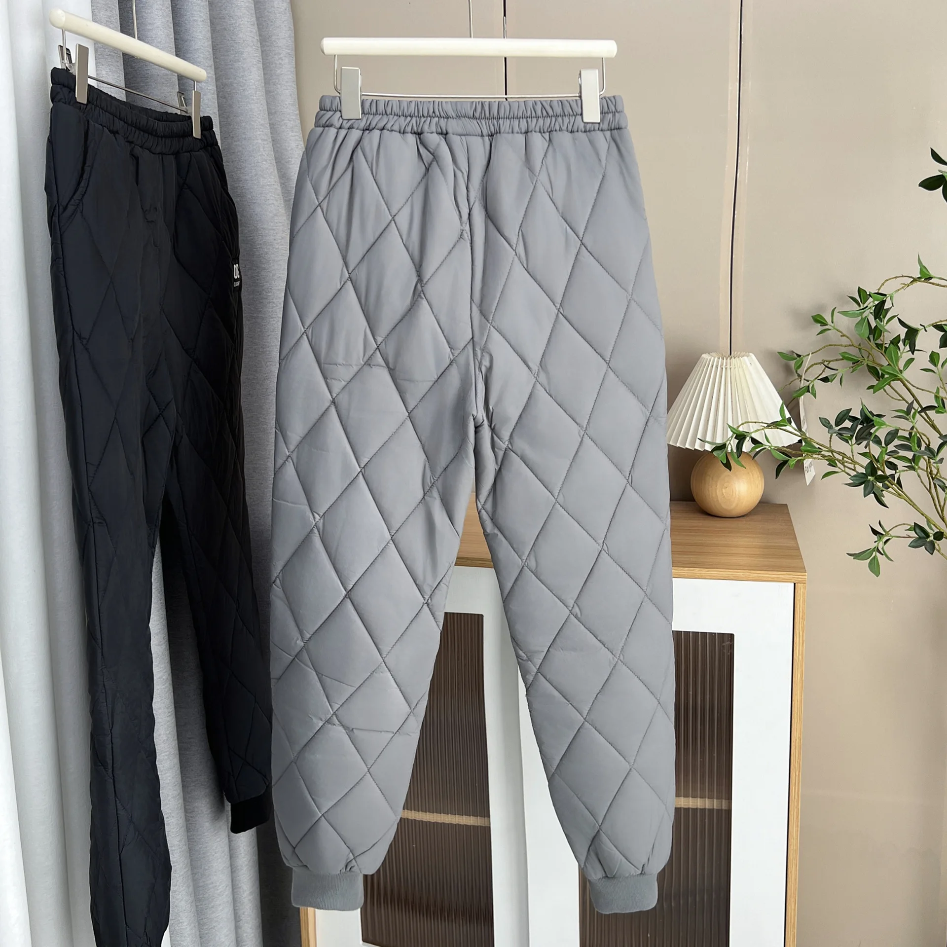 XXXXL Fashion Plus Size Women's Ankle Banded Pants 2025 Winter New Lightweight Down Cotton Padded Thermal Ankle-Length Trousers