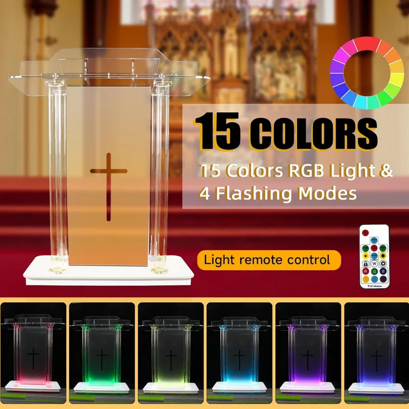 Ultra Clear Acrylic Pulpit Podium Stand Modern Portable Pulpits for Churches Pastors Modern School Classroom Lecterns Music