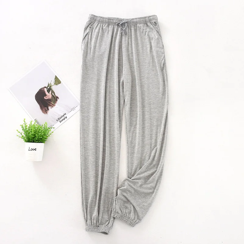 Men's Modal Sleeping Pants Soft Breathable Summer Pajamas Bottoms Sleepwear Casual Solid Color Male Sleep Trousers best silk pajamas