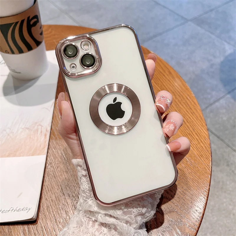 Luxury Plating CD Logo Hole Transparent Case for iPhone 13 12 11 Pro MAX Mini X XS XR 7 8 Plus SE 2 Glass Camera Protector Cover iphone 11 Pro Max leather case