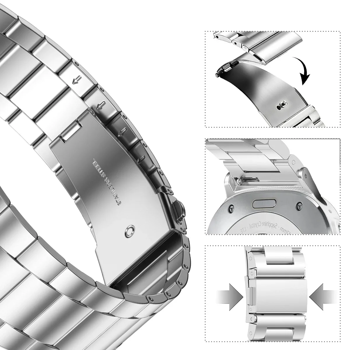 Stainless Steel Quick-Release Bracelet Replacement Wristband