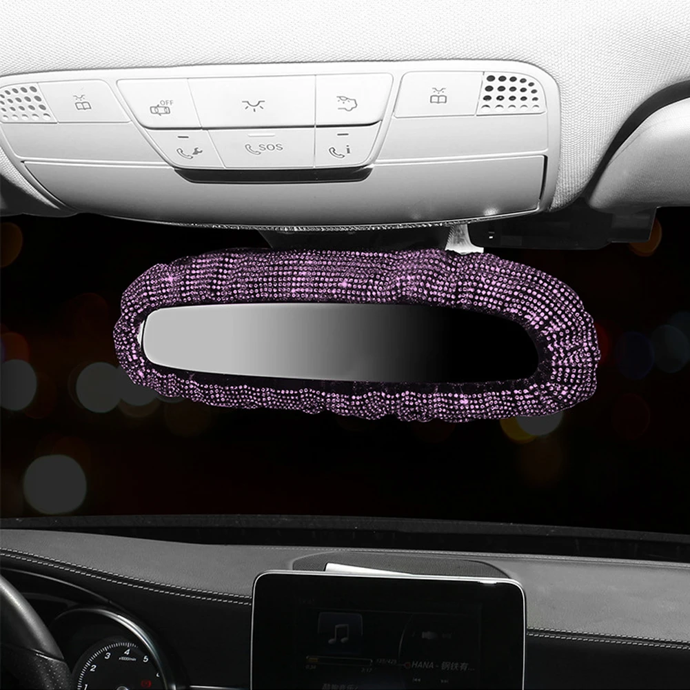 Rearview Mirror Cover With Crystal Diamonds