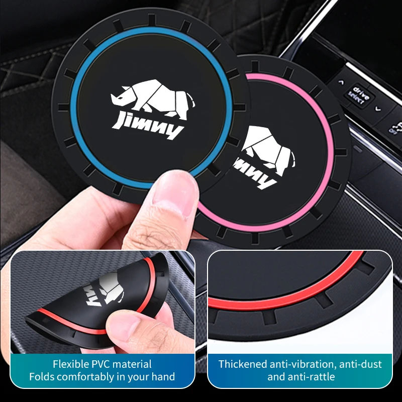 Suzuki Jimny jb23 jb64 jb43 jb74 jb53 jb32 2pcs Car Coaster Water Cup Slots Anti-Slip Waterproof Slot Pad