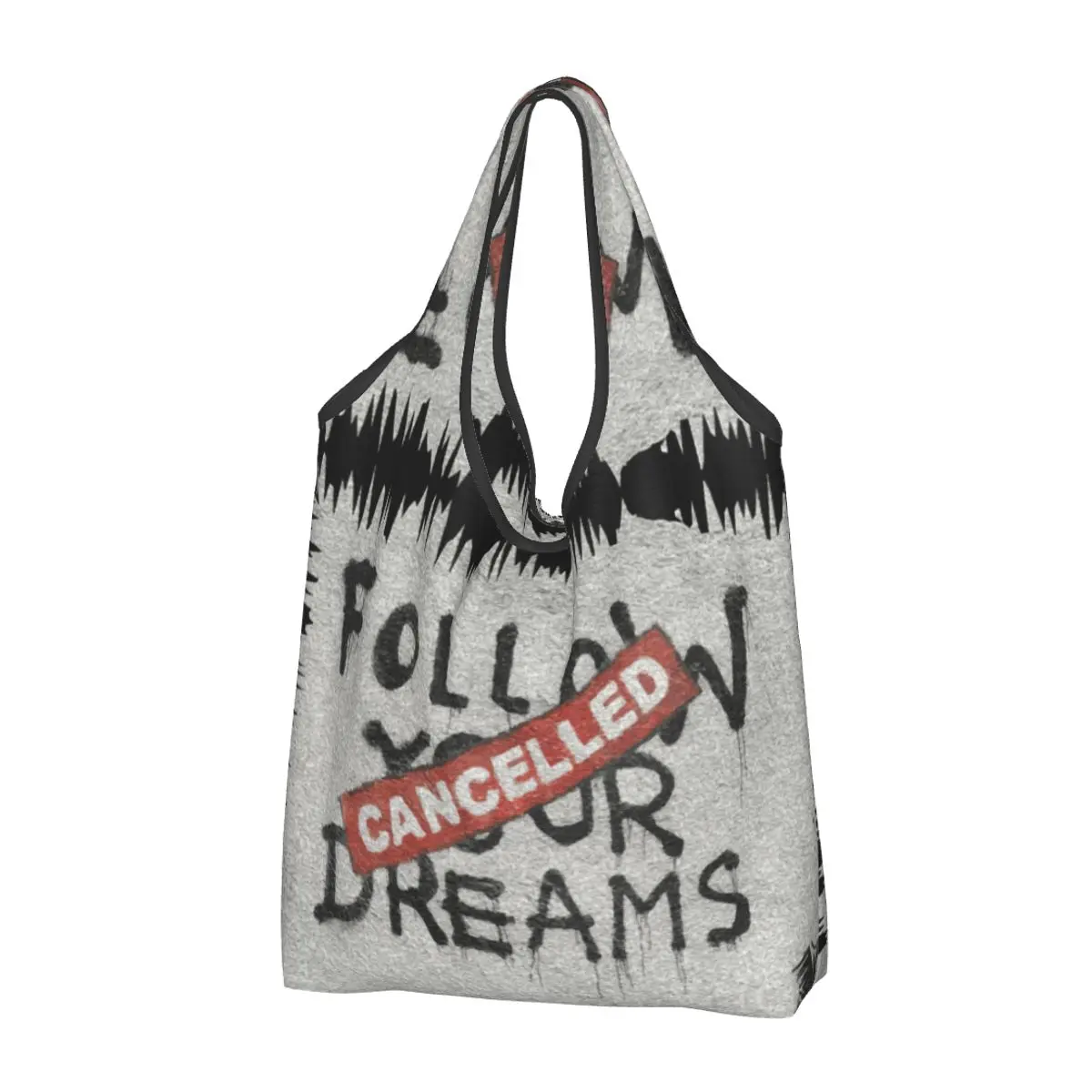 

Reusable Banksy Follow Your Dreams Shopping Bag Women Tote Bag Portable England Street Art Graffiti Grocery Shopper Bags