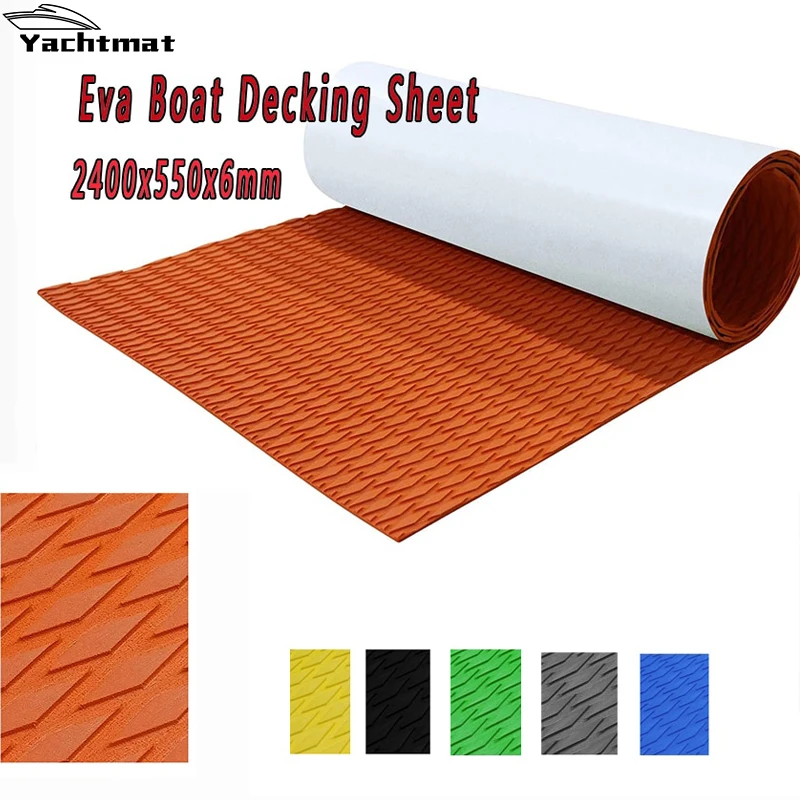 

550*2400mm Faux Teak Boat Deck Sheet EVA Foam Flooring Pads Accessories Marine JET SKI Surfing Traction Mat Surfboard Kayak