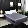High-Quality Silk Fitted Sheet With Elastic Band Bedsheet Solid Color Fit Sheet Soft Comfortable Mattress Cover 4