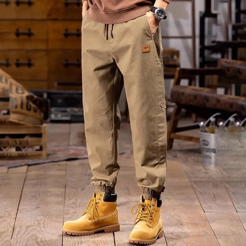 Spring Autumn Fashion High Waist Pocket Trousers Man Casual Versatile Loose Solid Simple Men's Pants Patchwork Chic Male Clothes