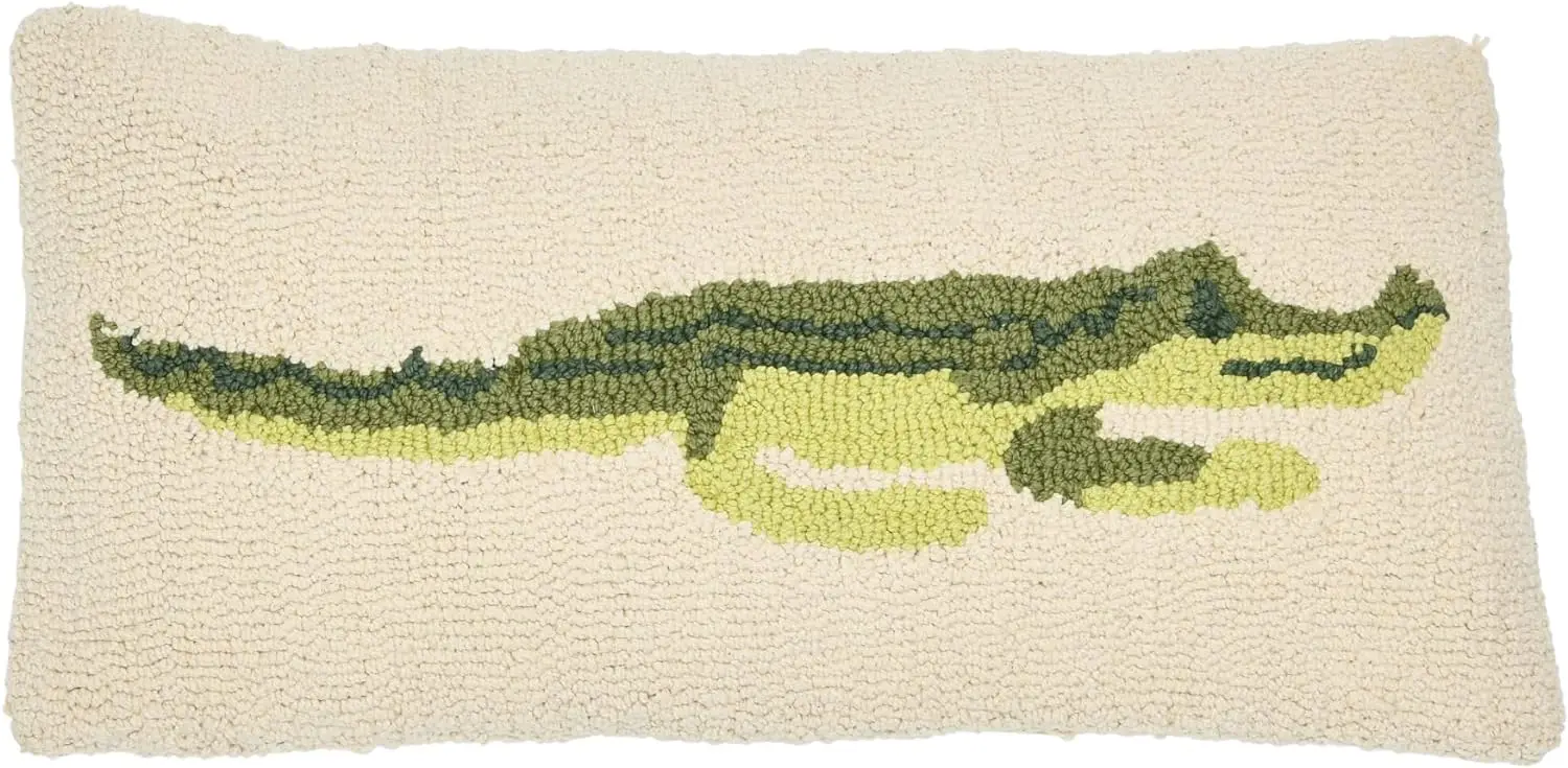 

Punch Hook Alligator Pillow, 24" L x 12" W x 2" H, Multicolor