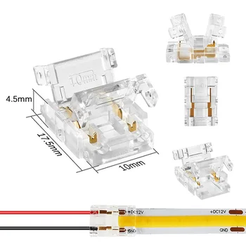 COB Strip สายไฟ LED ตัวเชื่อมต่อ 5 8 10 มม.Solderless Extension สําหรับ CCT FCOB RGB ไฟ LED Strip 2 3 4 Pin Connector 1