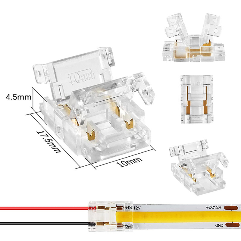 COB Strip to Wire LED Connectors 5 8 10mm Connection Solderless Extension For CCT FCOB RGB LED Strip Lights 2 3 4 Pin Connector