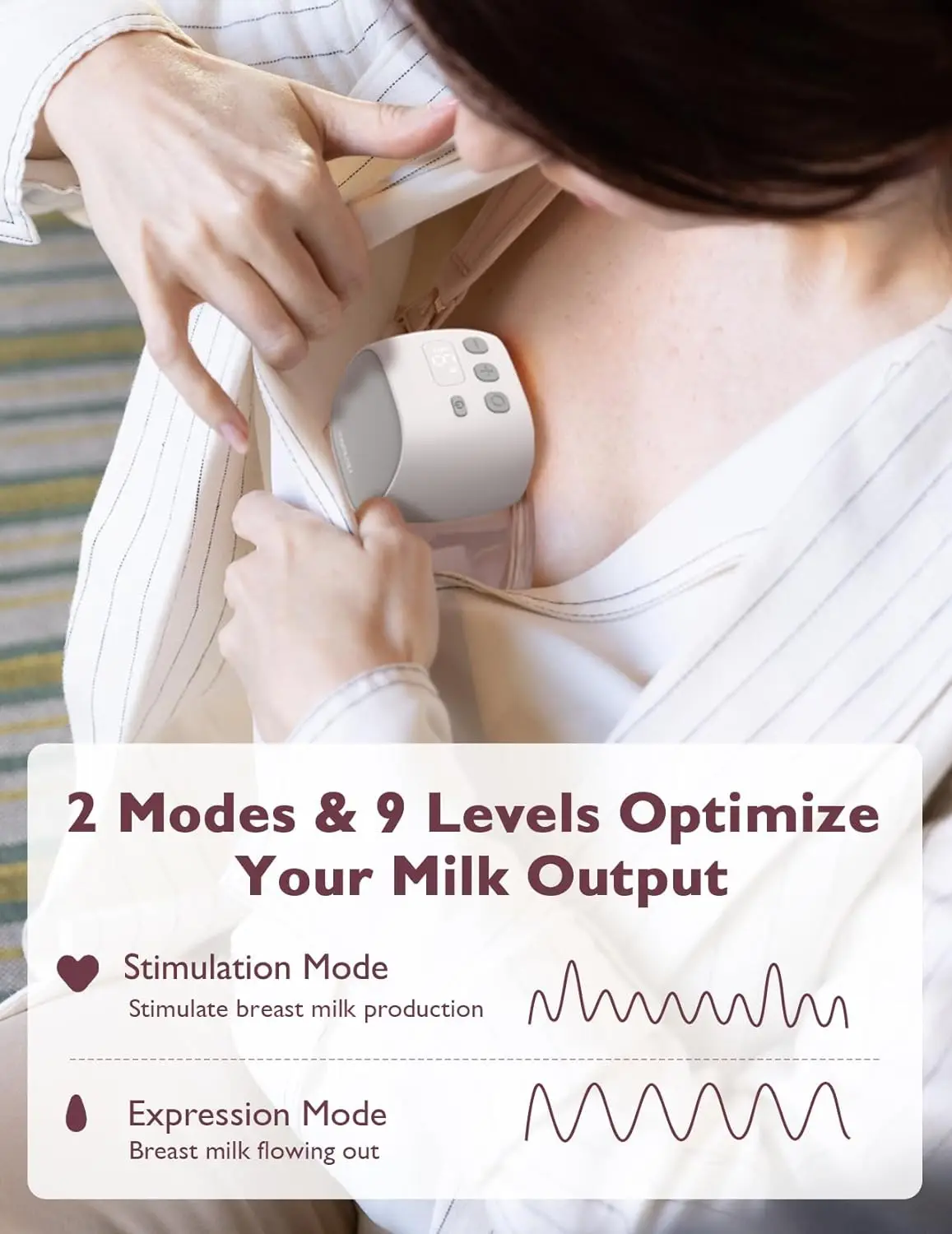Momcozy Hands-Free Breast Pump S9 Pro Wearable Double Breast Pump Longer Battery Life LED Display Electric 2 Modes & 9 Leve electric breast pump