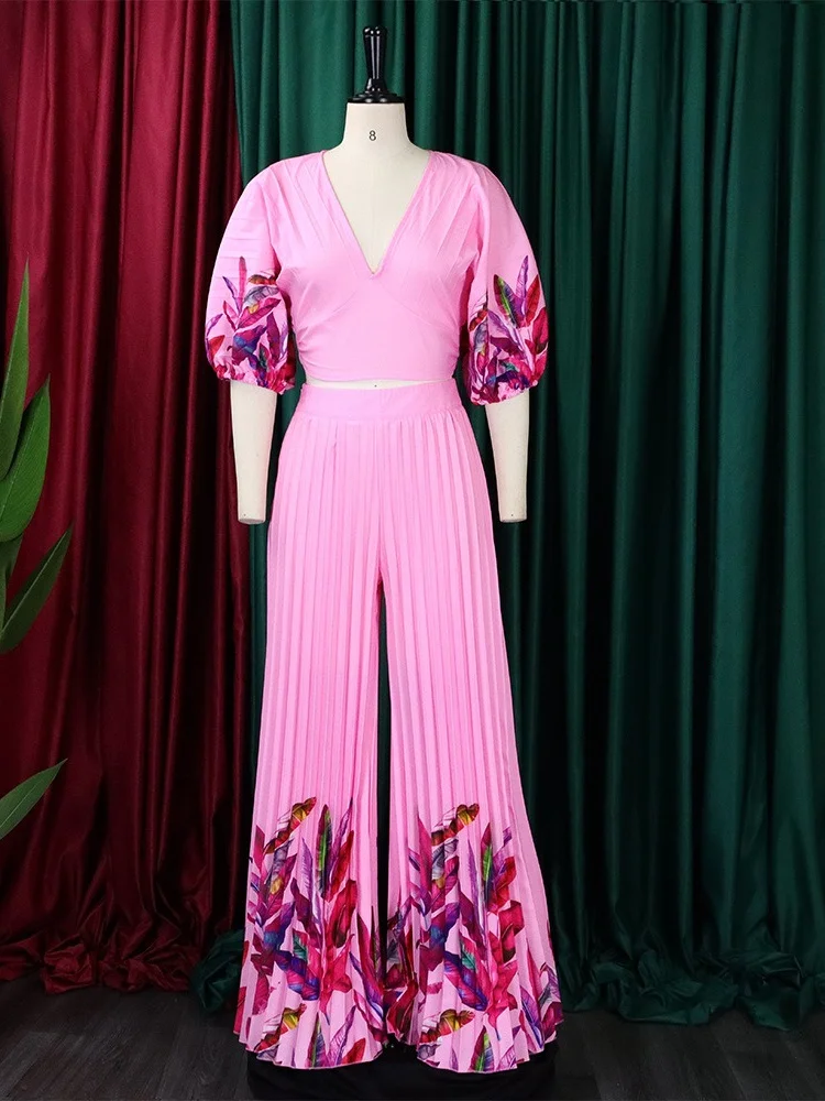 Wmstar Two Piece Set Women Sweet Top and Pants Sets Wide Leg Summer Clothes Office Lady Matching Wholesale Dropshipping 2025