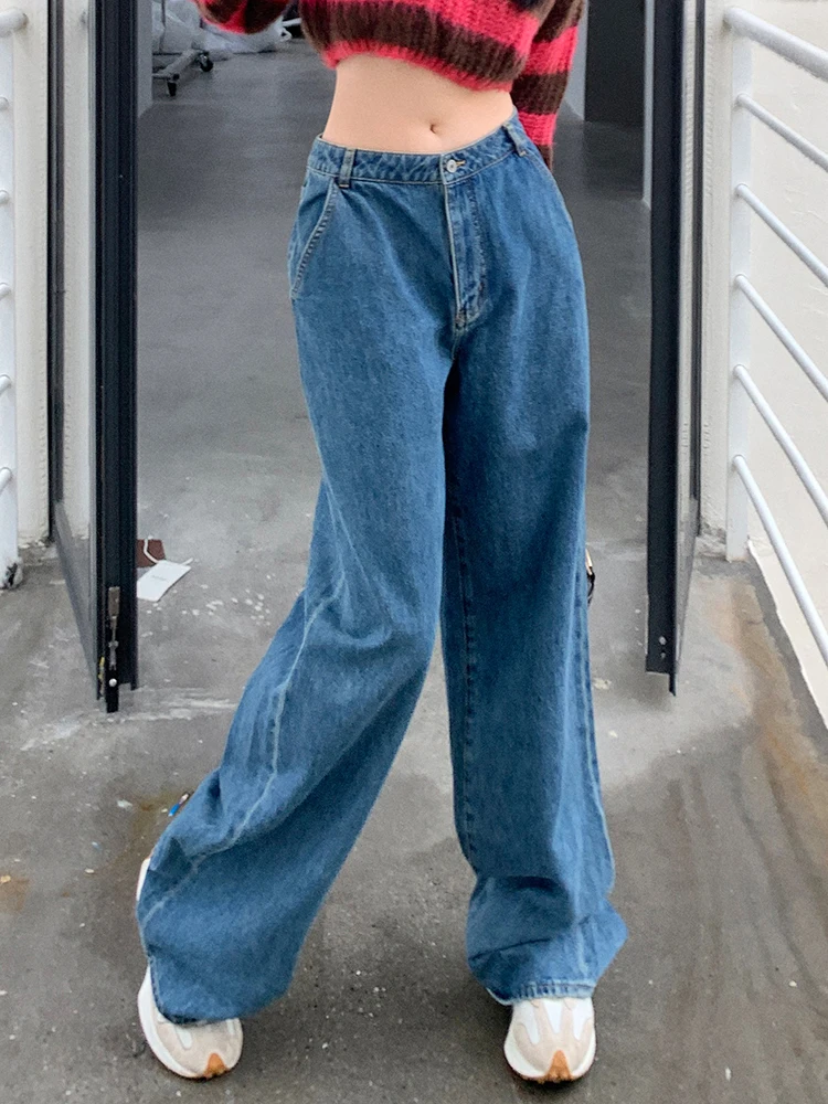 Stylish Vintage Low Rise Pants Women Y2K Loose Casual Cargo Trousers Fashion Female Wide Leg Baggy Pants Harajuku Jeans 2023 New