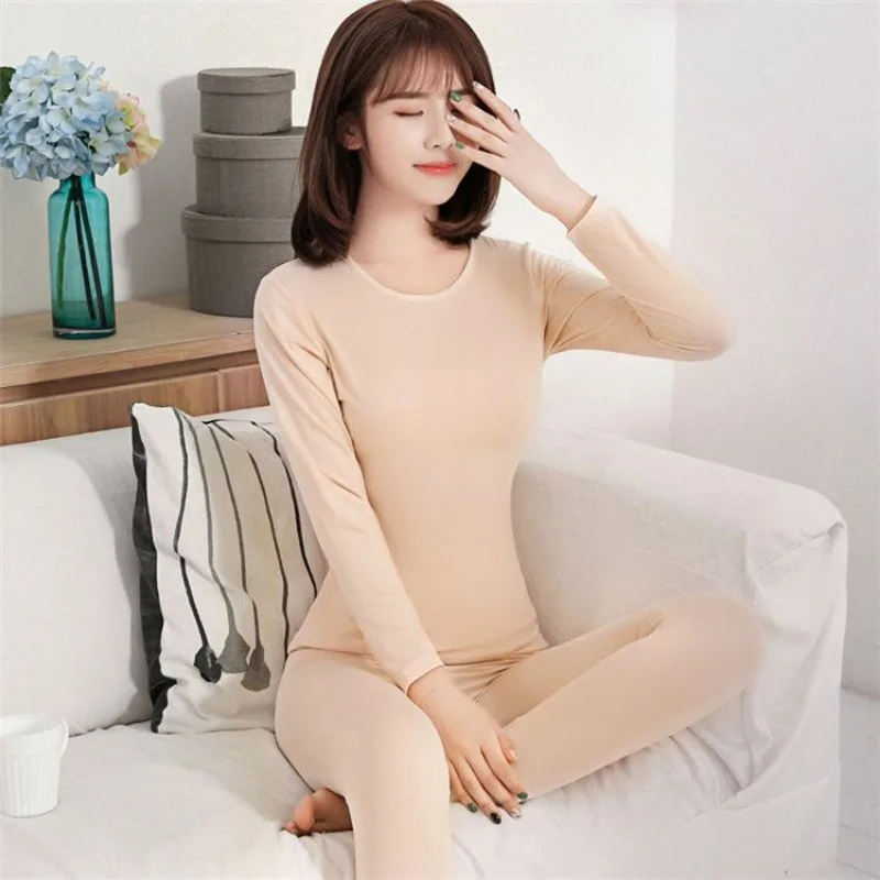 2023 New Warm Underwear Women Plush Thin Autumn Clothes Autumn Pants Set Large Size Winter Student Thermal Underwear Sets