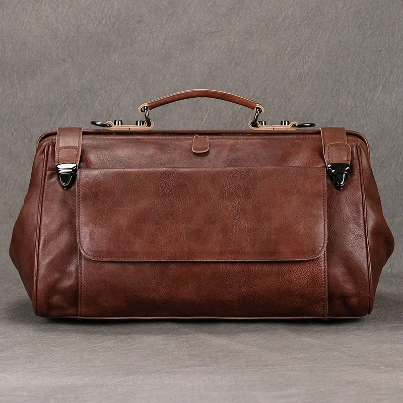 Genuine Leather Travel Bag for Men and Women