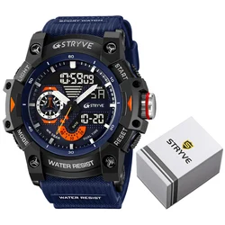 New STRYVE Watch 8029 Outdoors Sports Men's Watch Good Quality Analog-Digital Movement Calendar Luminous 5ATM Waterproof Watches