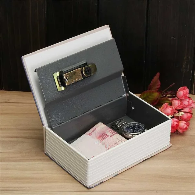 Book Safe Box Home Dictionary Metal Safe Box Secret Stash Box Metal Secret Hidden Dictionary with Password Lock Key Lock Box 5