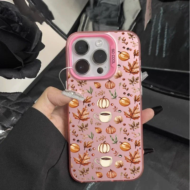 Autumn Mushrooms Decorative Phone Case with Festive Christmas Design