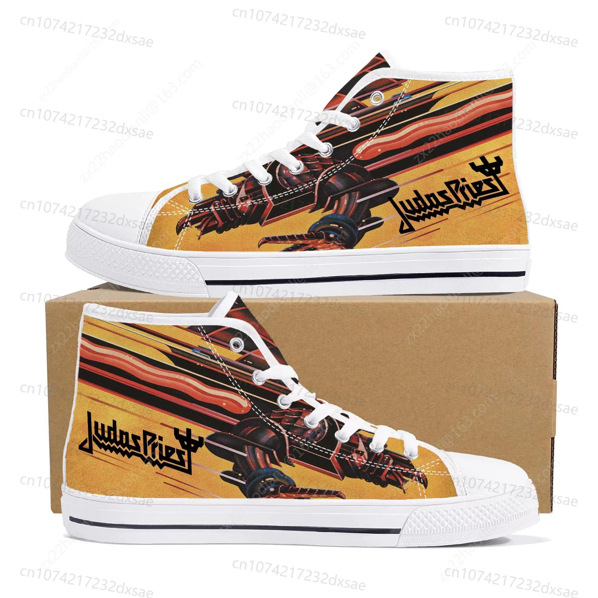 Judas Priest Heavy Metal Rock Band High Top High Quality Sneakers Men Women Teenager Canvas Sneaker Casual Custom Couple Shoes